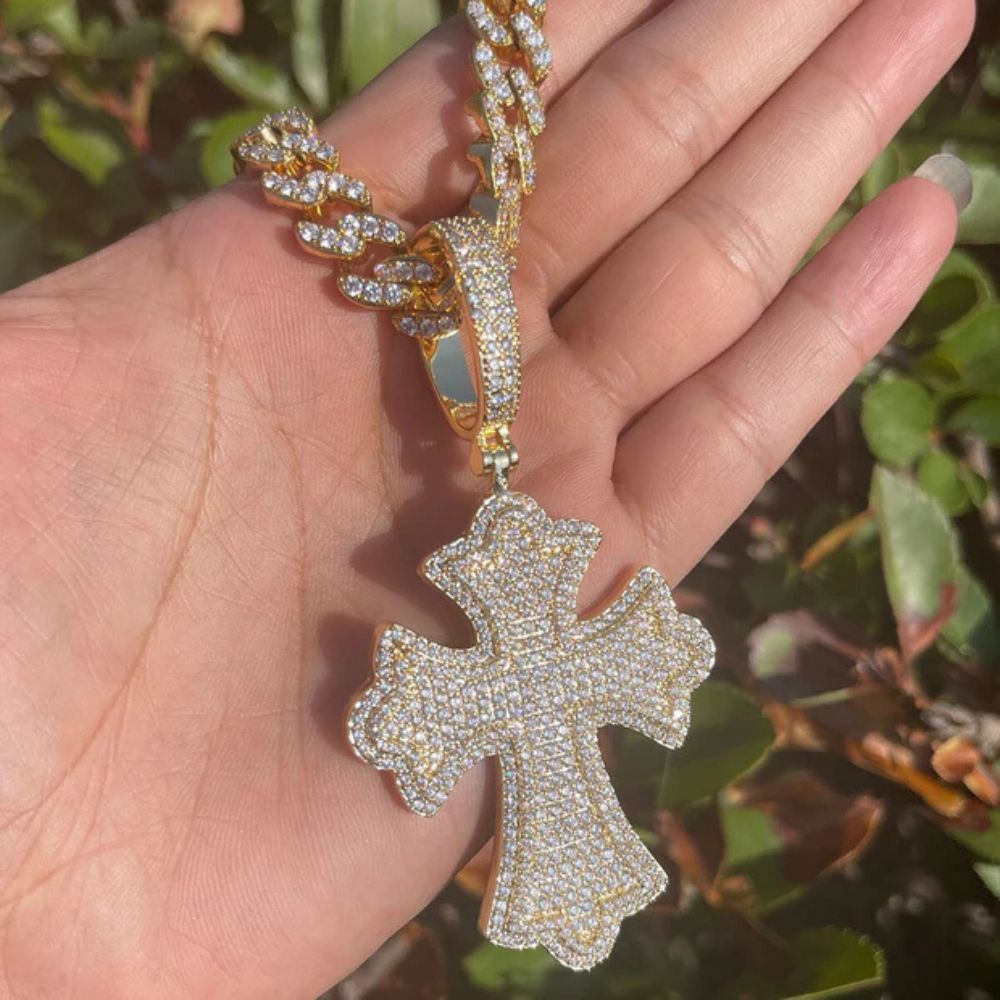 Lab Grown Diamond Round Cut Cross Hip Hop Pendant