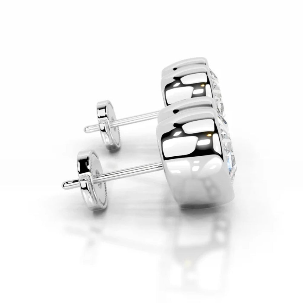 Moissanite Heart Cut Solitaire Bezel Set Stud Earring