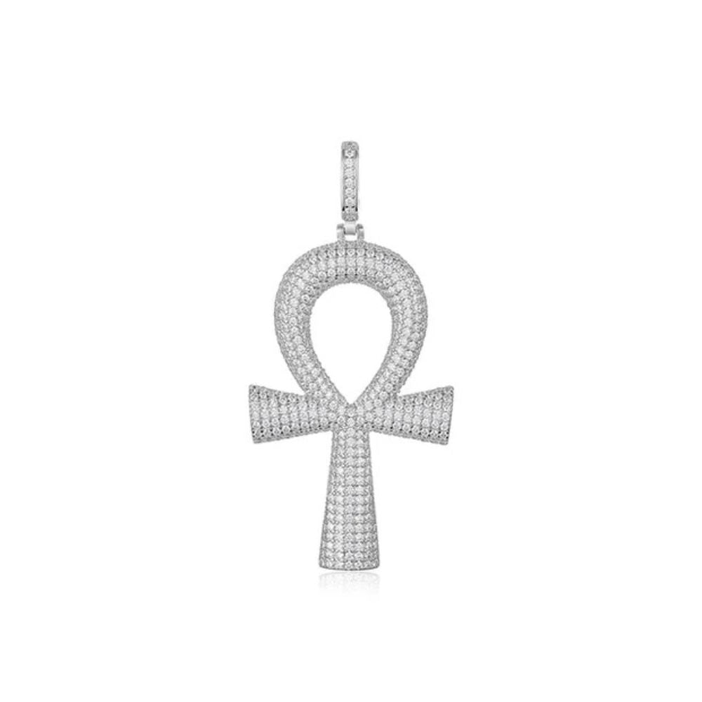 Lab Grown Diamond Round Cut Ankh Cross Hip Hop Pendant