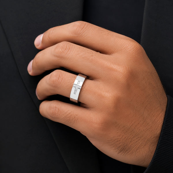 Round Cut Pave Set Lab Grown Diamond Men's Engagement Ring