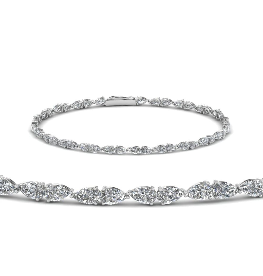 Pear Cut Colorless Moissanite Classic Tennis Bracelet