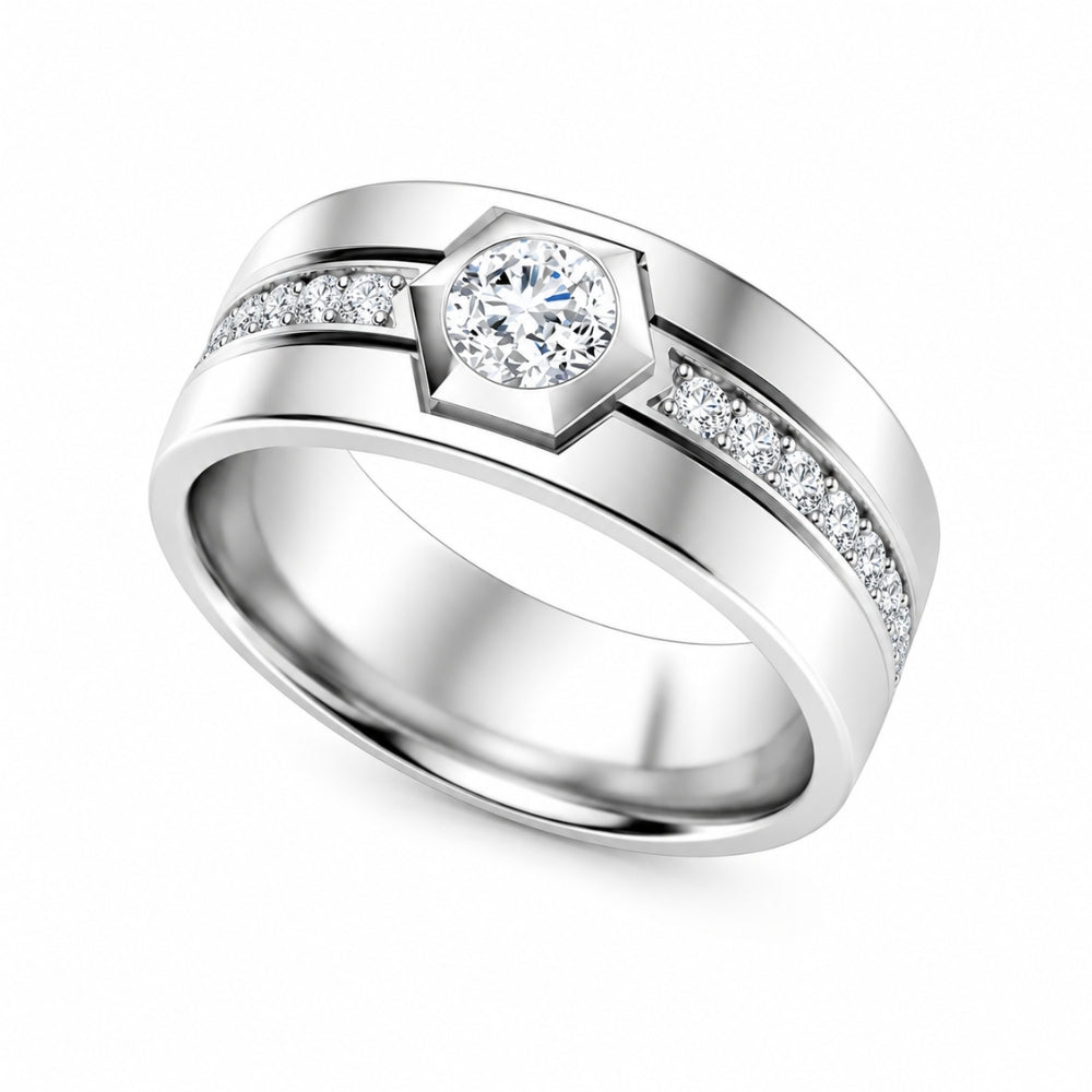 Lab Grown Diamond Round Cut Bezel Set Promise Band
