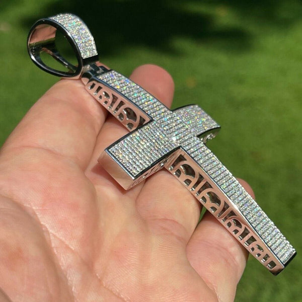 Iced Out Moissanite Diamond Rapper Style Cross Pendant