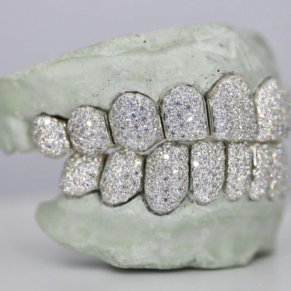 Colorless Moissanite Iced Out Grillz For Him