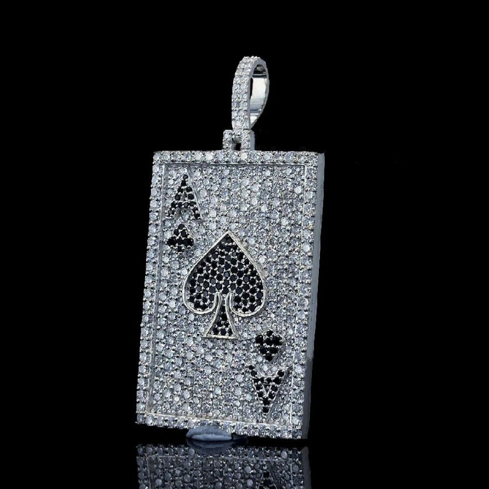 Iced Out Ace Card Moissanite Diamond Rapper Style Hip Hop Pendant