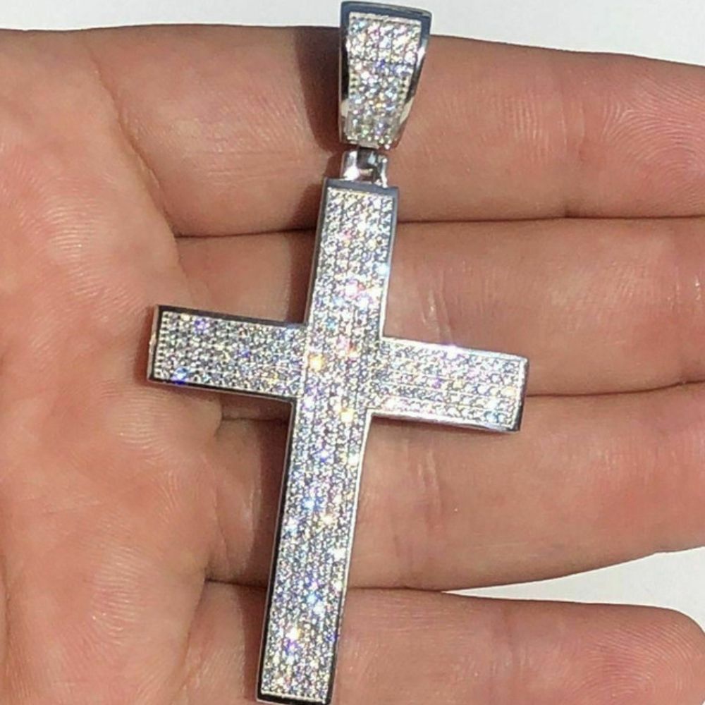 Moissanite Diamond Iced Out Unisex Cross Pendant