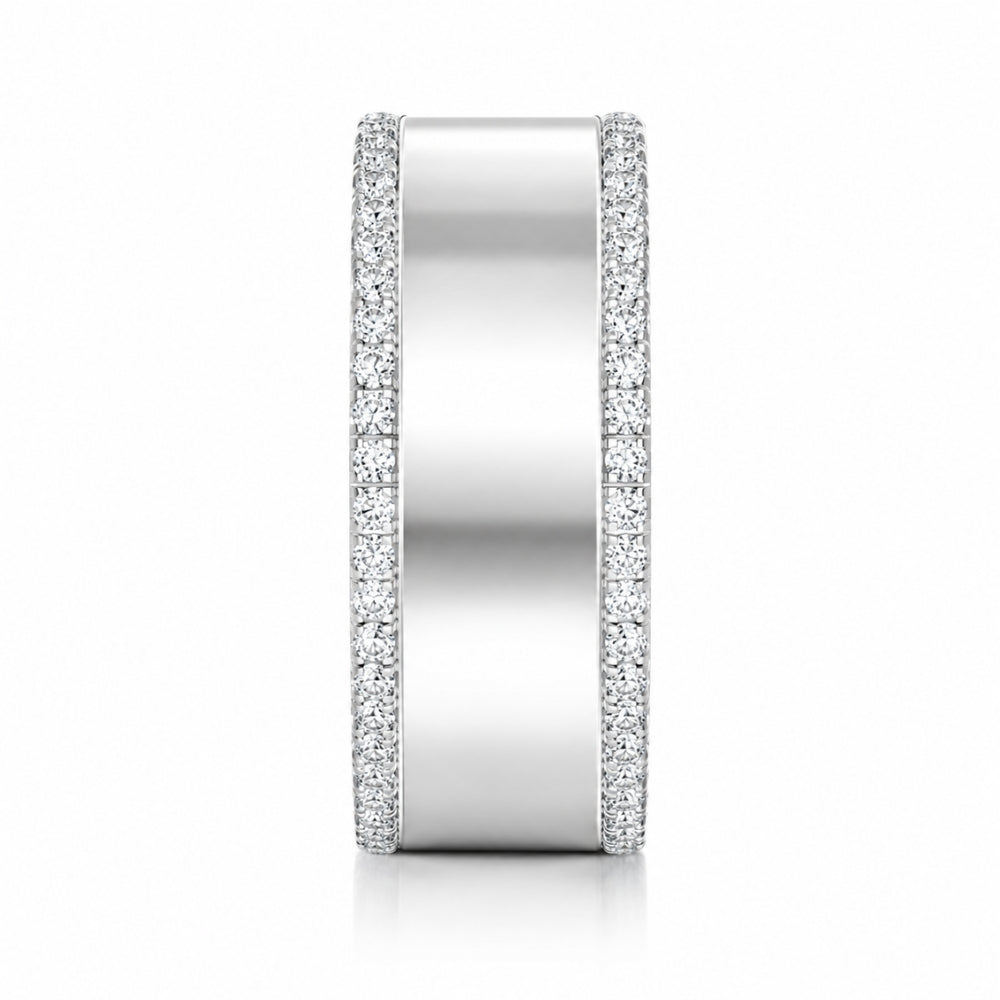 Round Cut Lab Grown Diamond Pave Set Wedding Band For Men