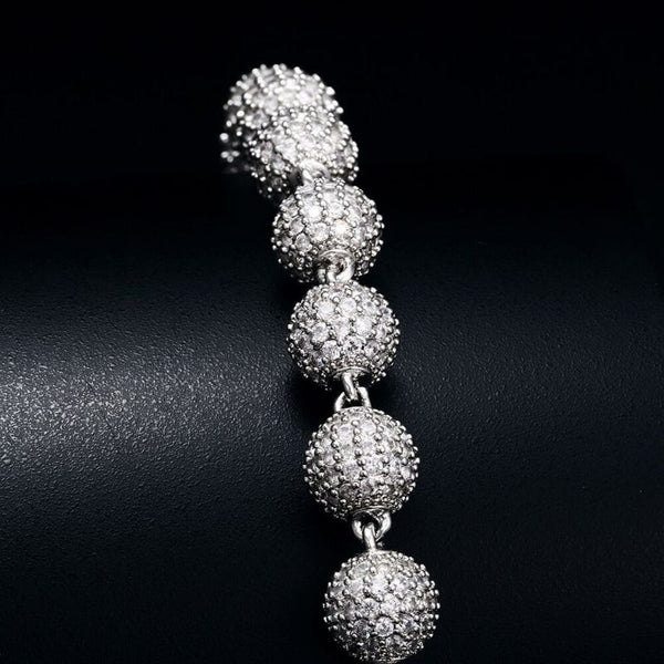 Round Brilliant Cut Moissanite Ball Link Hip  Hop Bracelet