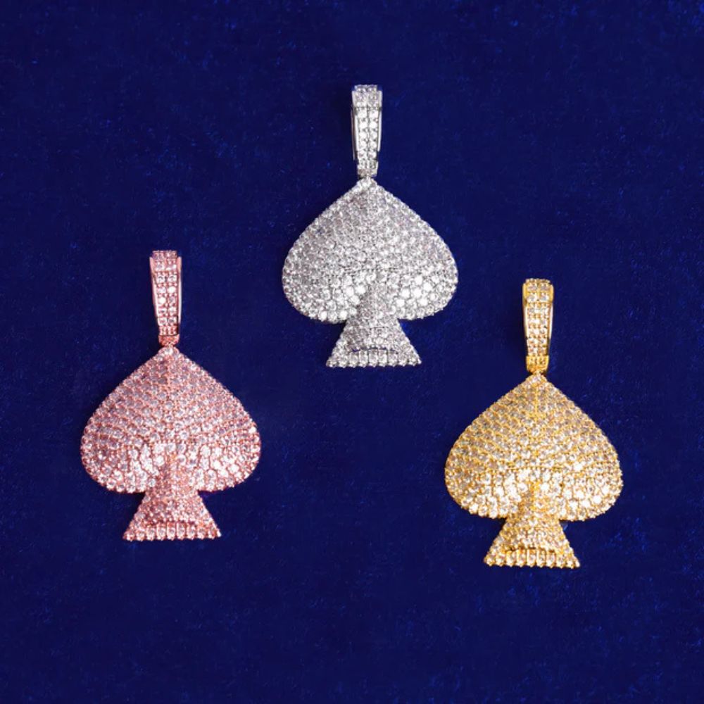 Lab Grown Diamond Round Cut Ace Of Spades Hip Hop Pendant