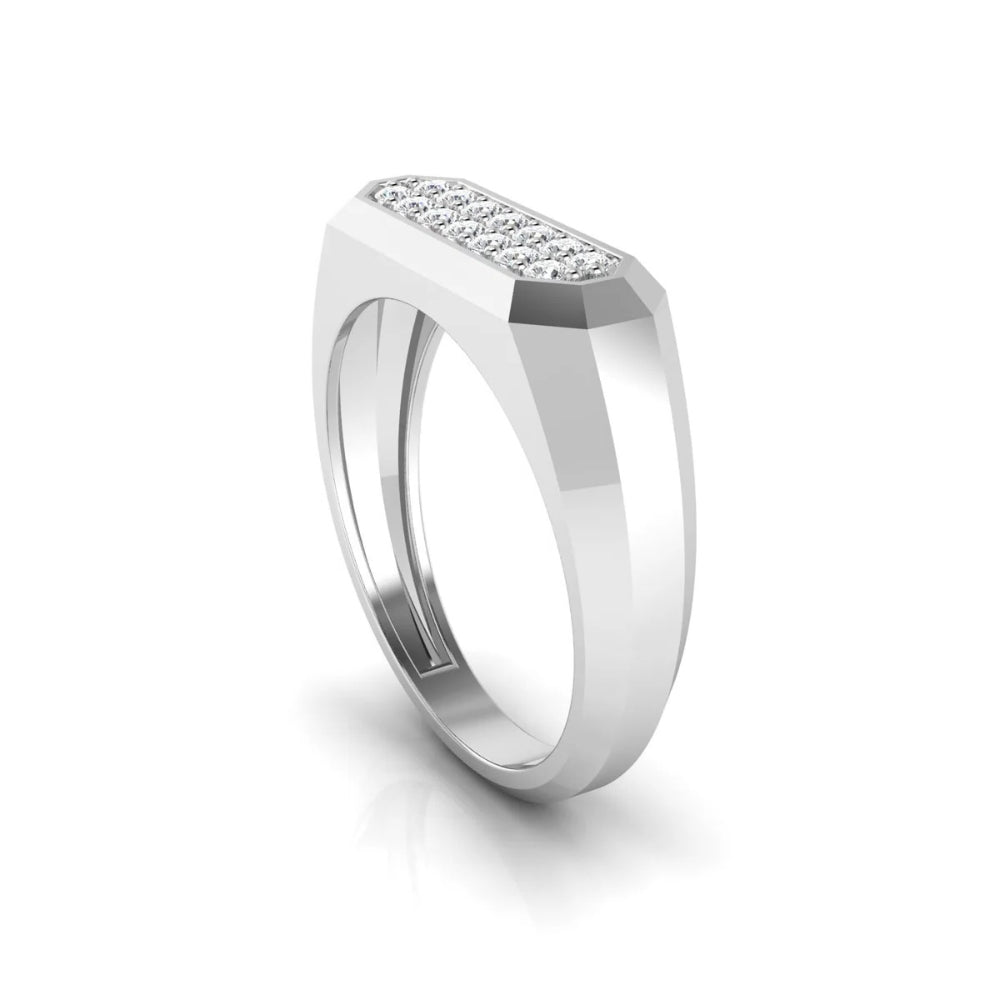 Lab Grown Diamond Round Cut Pave Set Men's Ring For Anniversary Gift