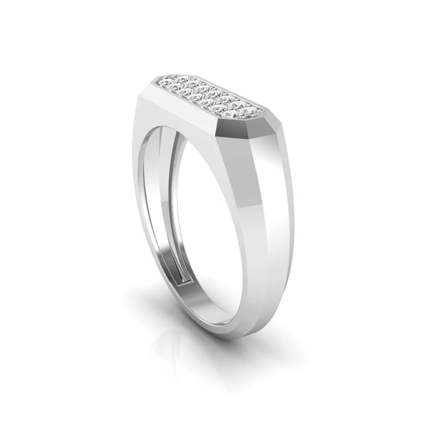 Lab Grown Diamond Round Cut Pave Set Men's Ring For Anniversary Gift