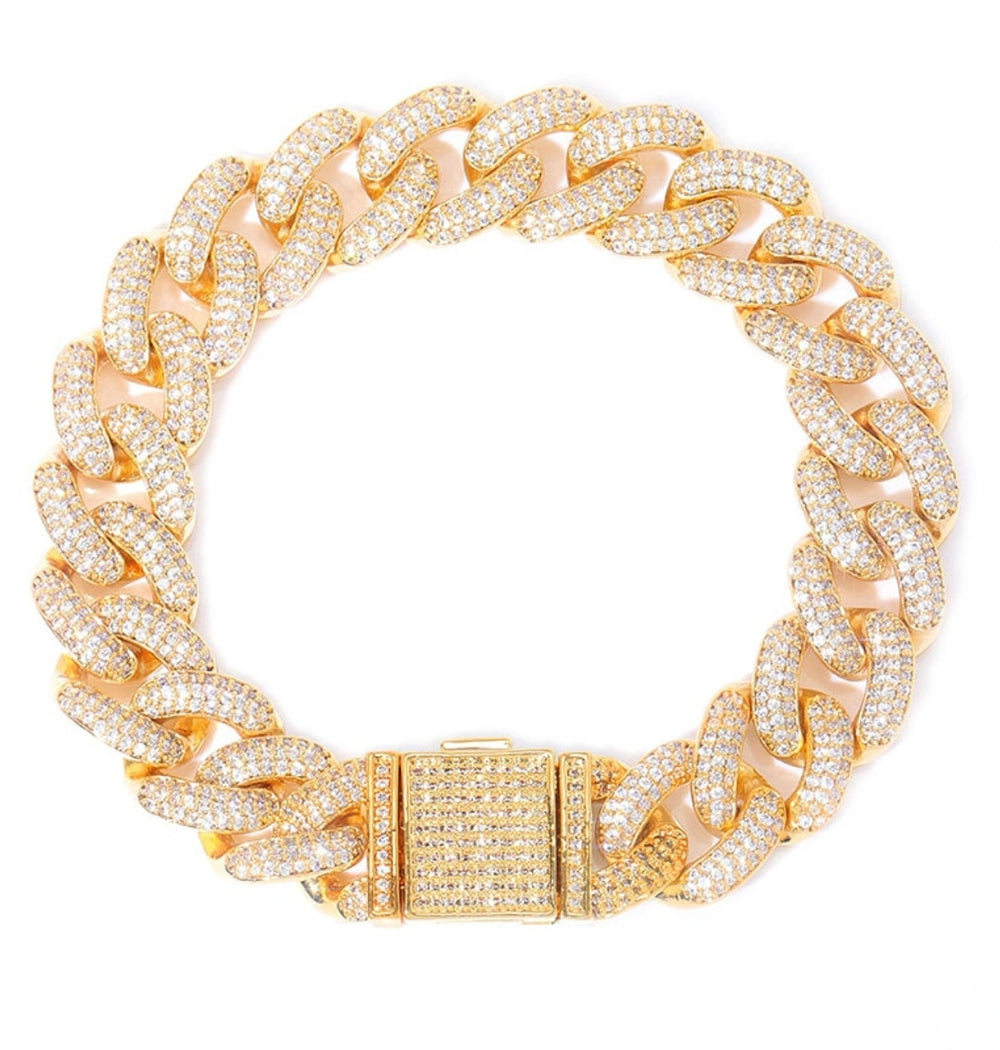 Round Brilliant Cut Moissanite Cuban Link Hip Hop Bracelet
