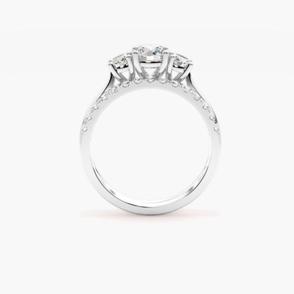 Round Cut Moissanite Three Stone Ring Set For Wedding