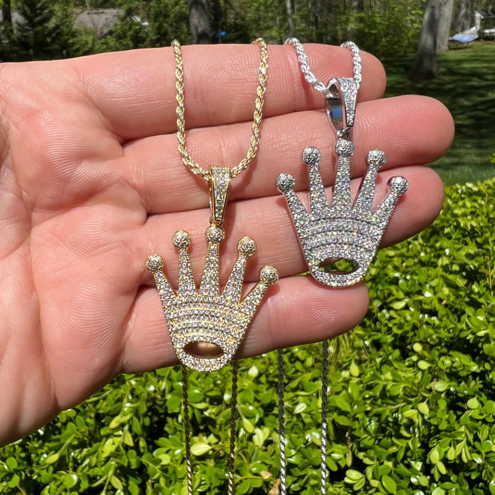 Iced Out Moissanite Diamond Crown Hip Hop Pendant
