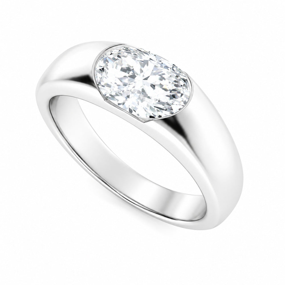 Oval Cut Lab Grown Diamond Solitaire Bezel Set Engagement Ring