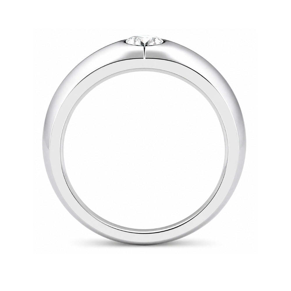 Round Cut Lab Grown Diamond Bezel Set Men's Ring For Birthday Gift