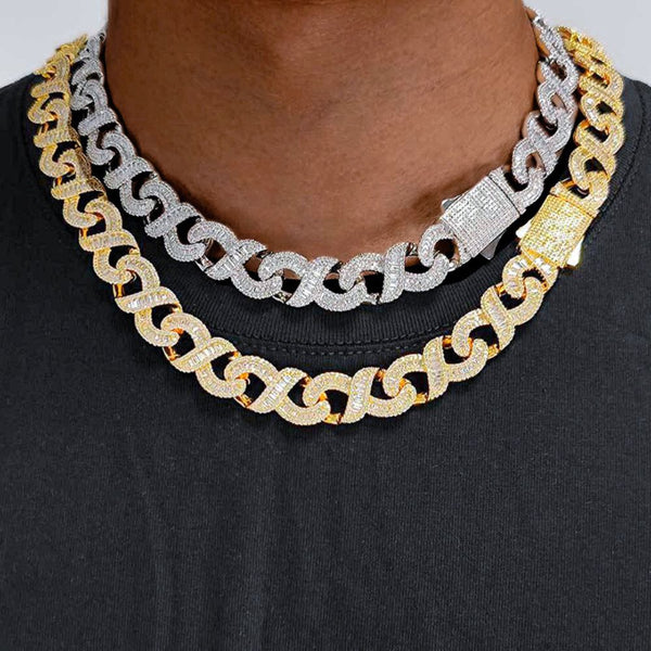 Iced Out Moissanite Infinity Link Hip Hop Chain For Men