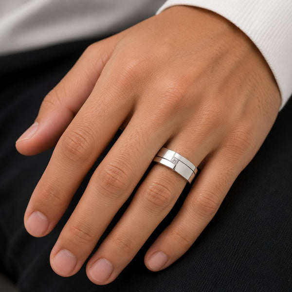 Lab Grown Diamond Princess Cut Flush Set Wedding Band