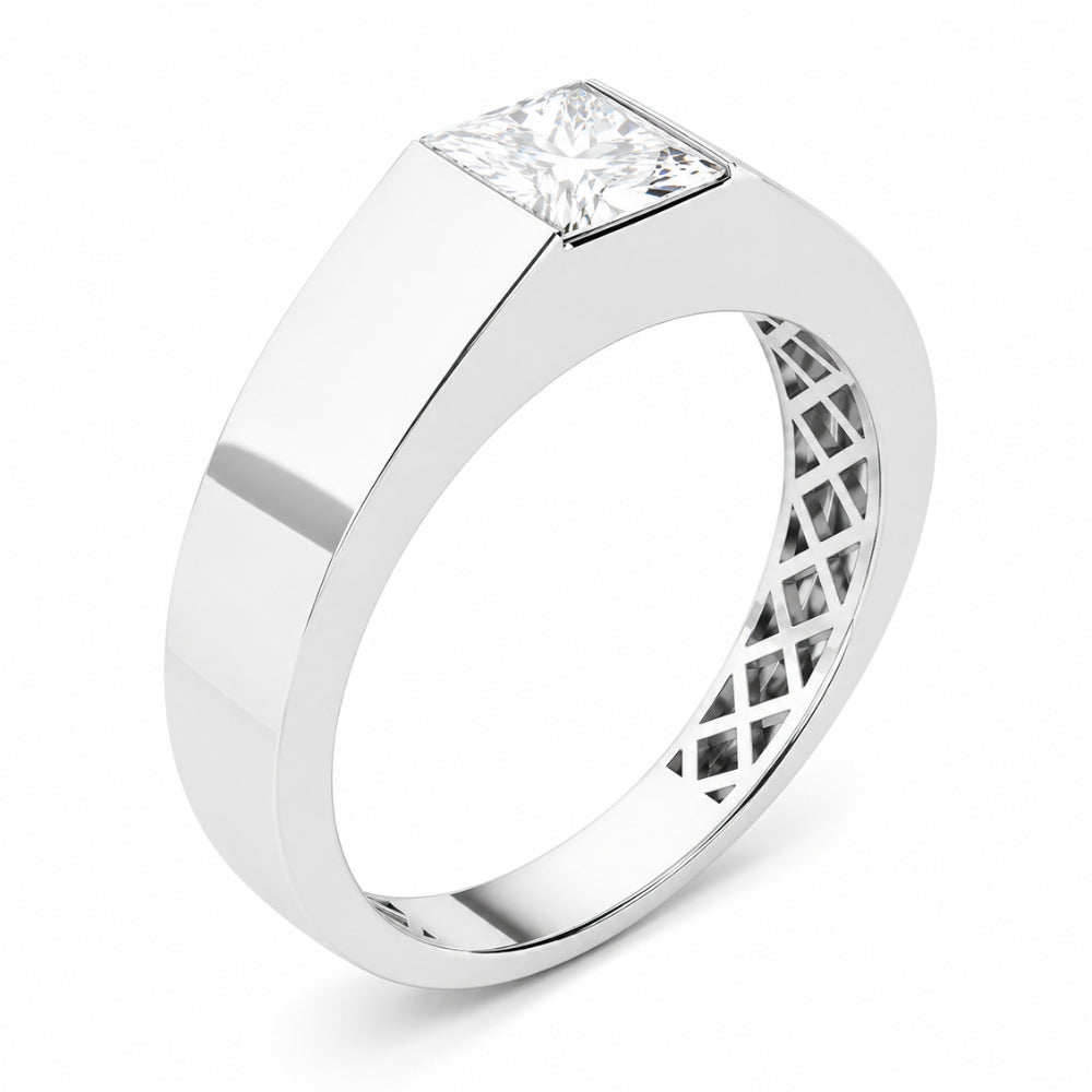 Princess Cut Solitaire Flush Set Lab Grown Diamond Engagement Ring