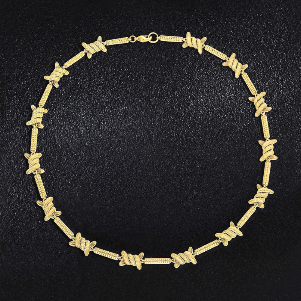 Barbed Wire Link Iced Out Moissanite Hip Hop Chain