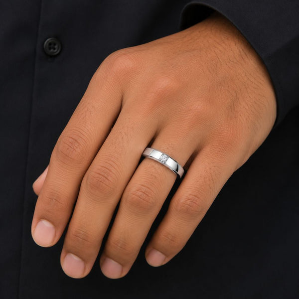 Round Cut Lab Grown Diamond Classic Men's Wedding Band