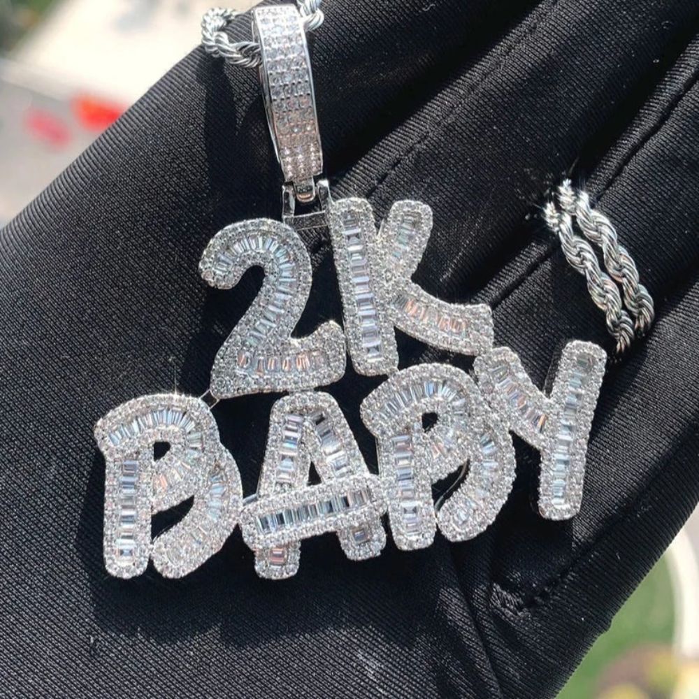 Baguette Cut Moissanite 2K Baby Hip Hop Pendant