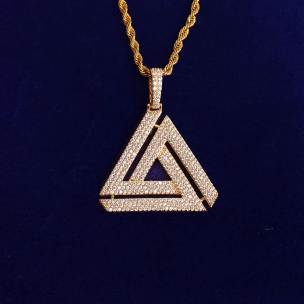 Round Cut Lab Grown Diamond Triangle Pyramid Hip Hop Pendant
