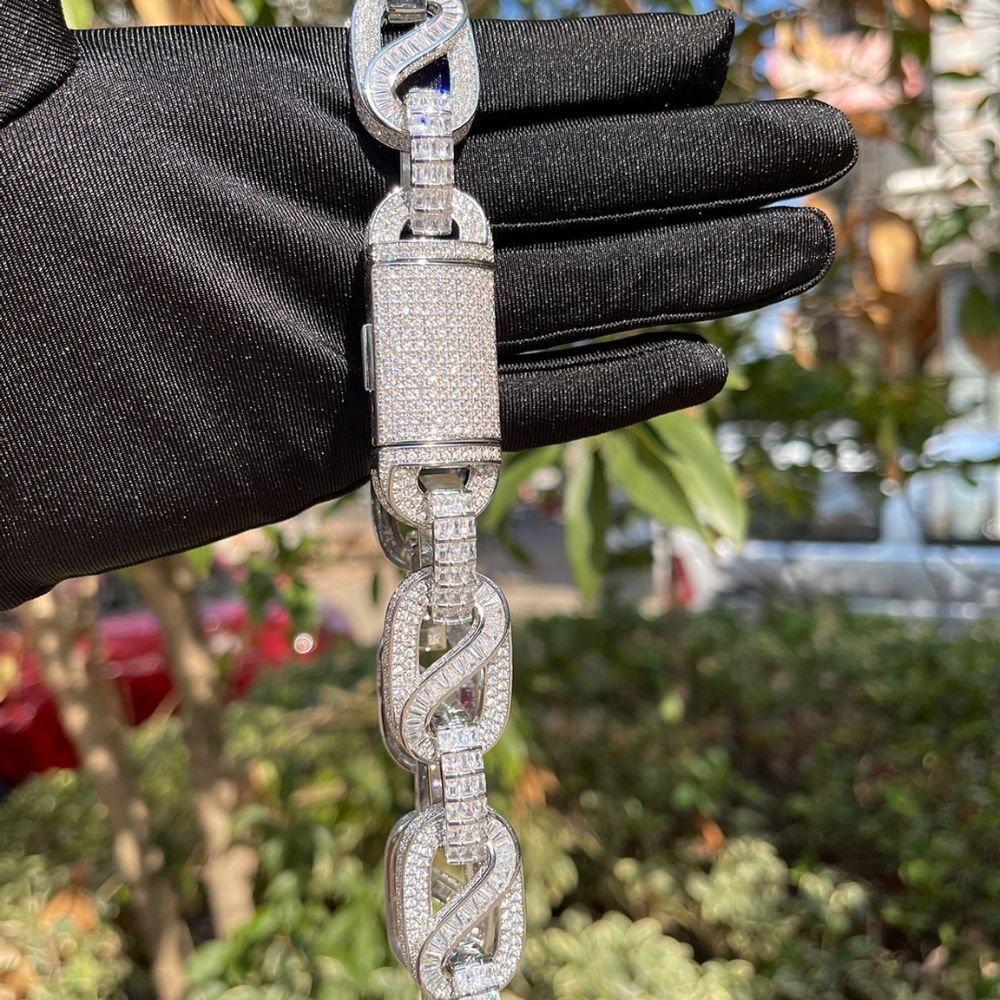 Round & Baguette Cut Lab Grown Diamond Classic Cuban Chain