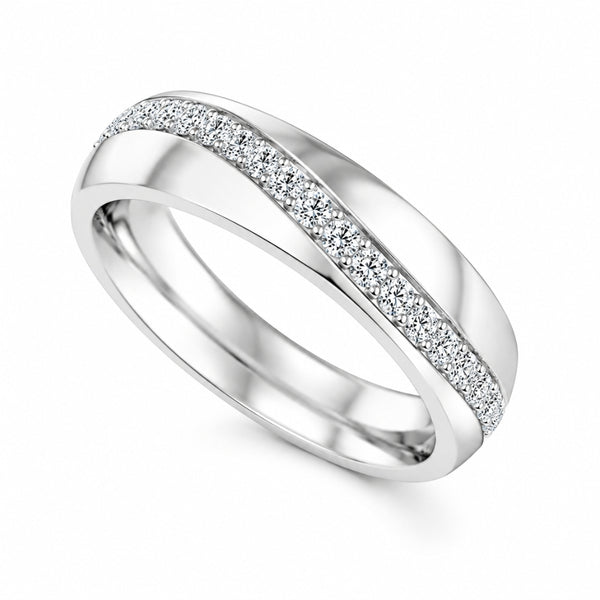 Pave Set Round Cut Lab Grown Diamond Classic Wedding Band