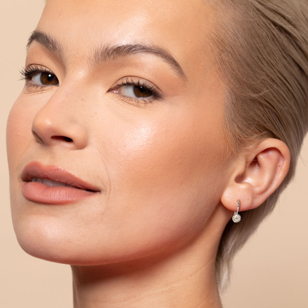 Round Cut Bezel Set Moissanite Hoop Earrings