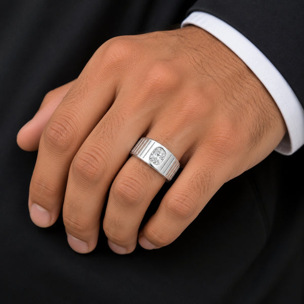 Elongated Cushion Cut Solitaire Flush Set Engagement Ring