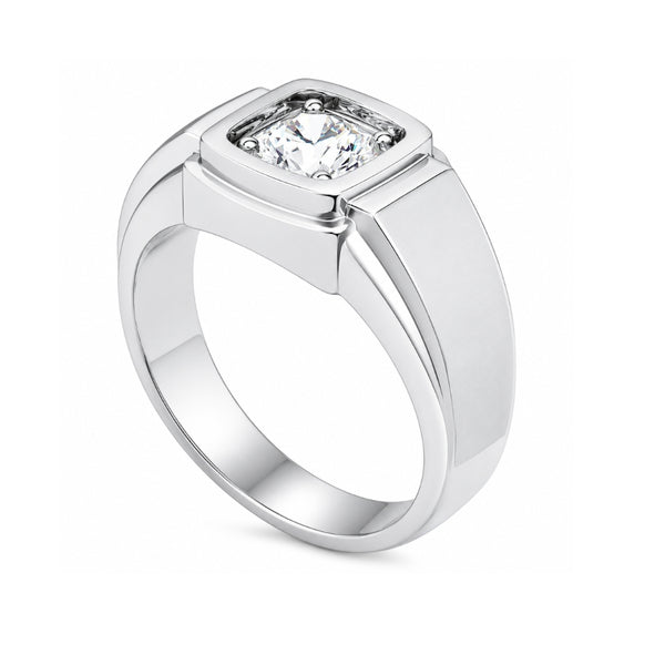 Round Cut Lab Grown Diamond Solitaire Engagement Ring For Men