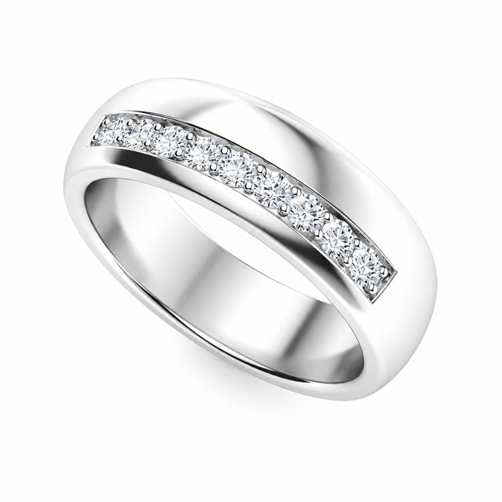 Round Cut Lab Grown Diamond Pave Set Band For Wedding
