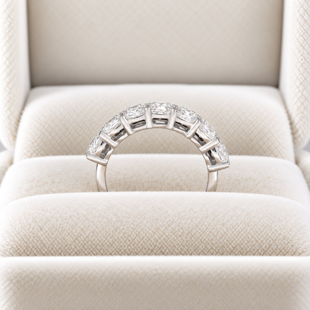 Cushion Cut Lab Grown Diamond Half Eternity Wedding Band