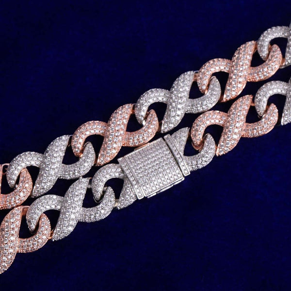 Round Cut Lab Grown Diamond Infinity Link Cuban Chain