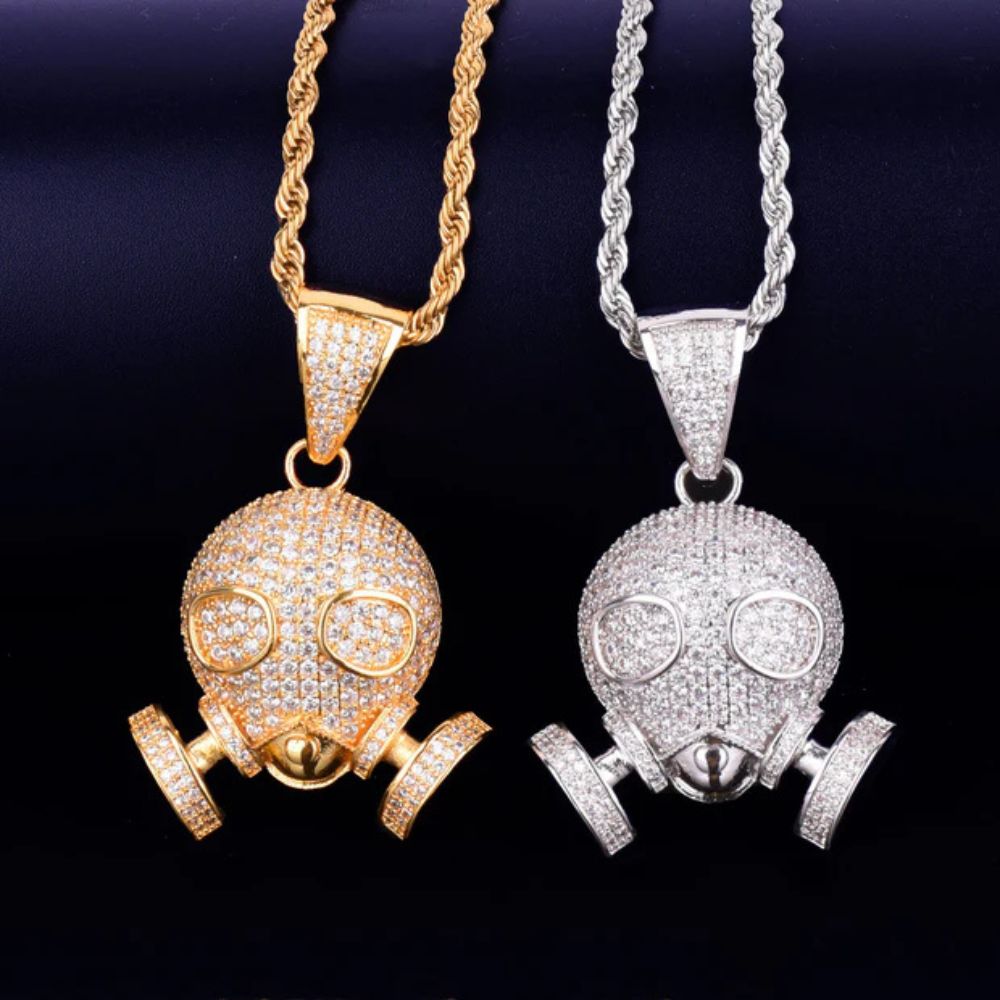 Round Cut Lab Grown Diamond gas mask Hip Hop Pendant