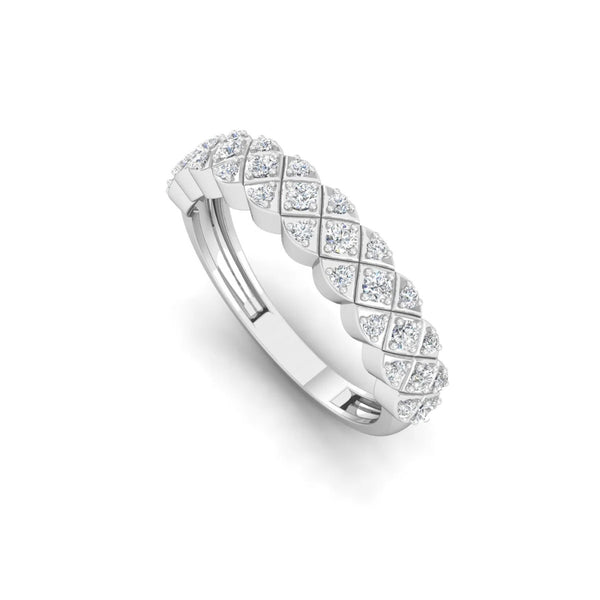 Lab Grown Diamond Round Cut Distance Pave Set Men's Ring