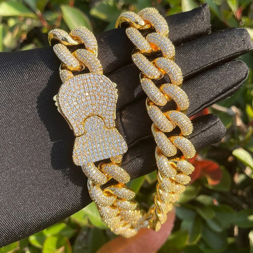 Iced Out Round Cut Lab Grown Diamond Miami Cuban Link Chain