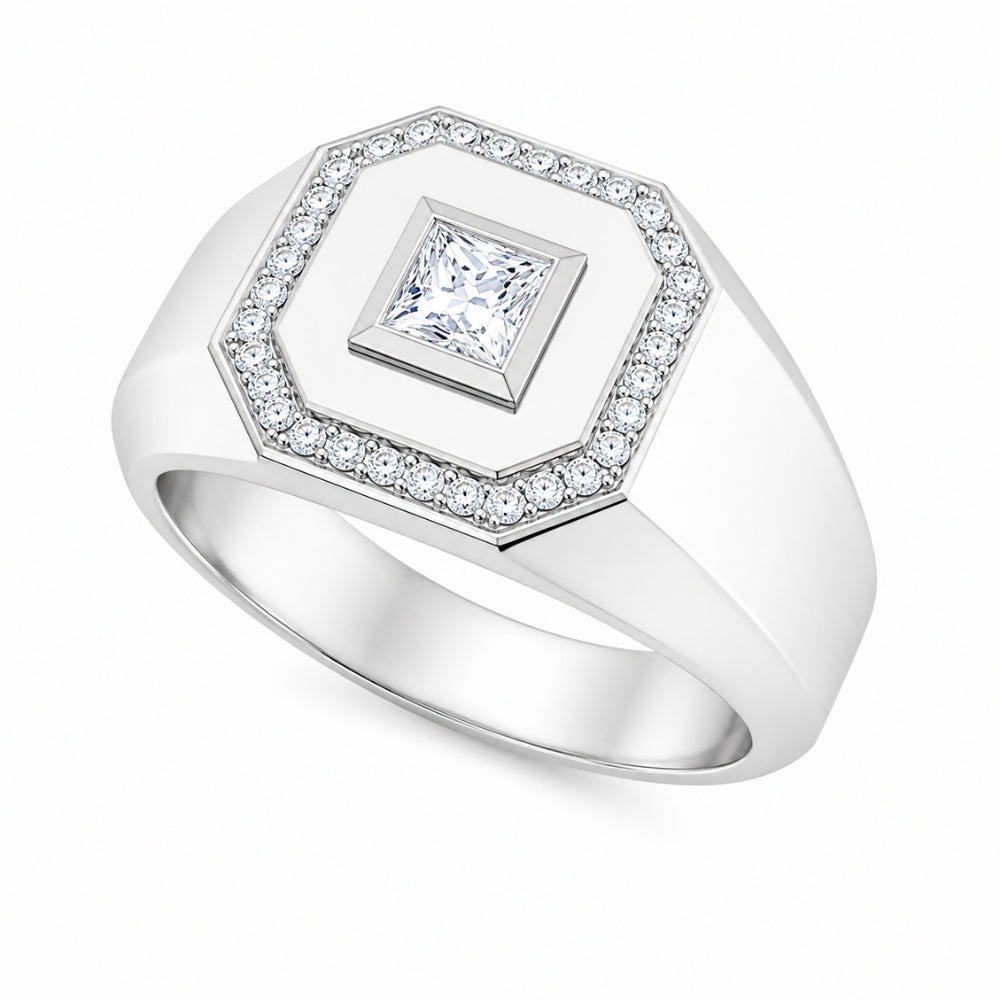 Princess Cut Bezel Set Lab Grown Diamond Engagement Ring