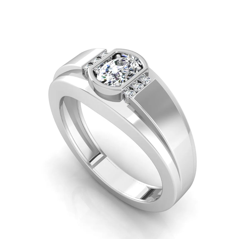 Oval Cut Lab Grown Diamond Channel Set Engagement Ring