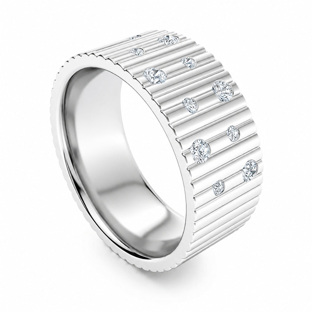Lab Grown Diamond Round Cut Flush Set Wedding Band