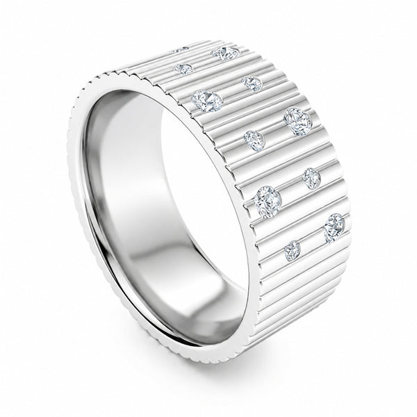 Lab Grown Diamond Round Cut Flush Set Wedding Band