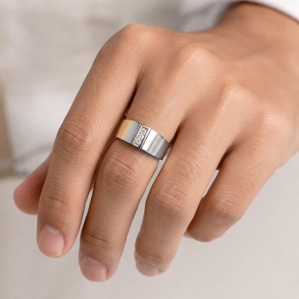 Round Cut Lab Grown Diamond Pave Set Wedding Band For Men