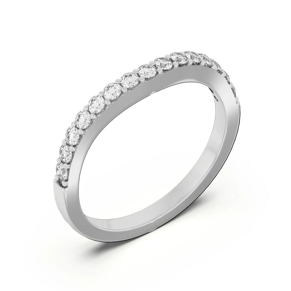 Round Cut Curved Style Moissanite Wedding Band For Her
