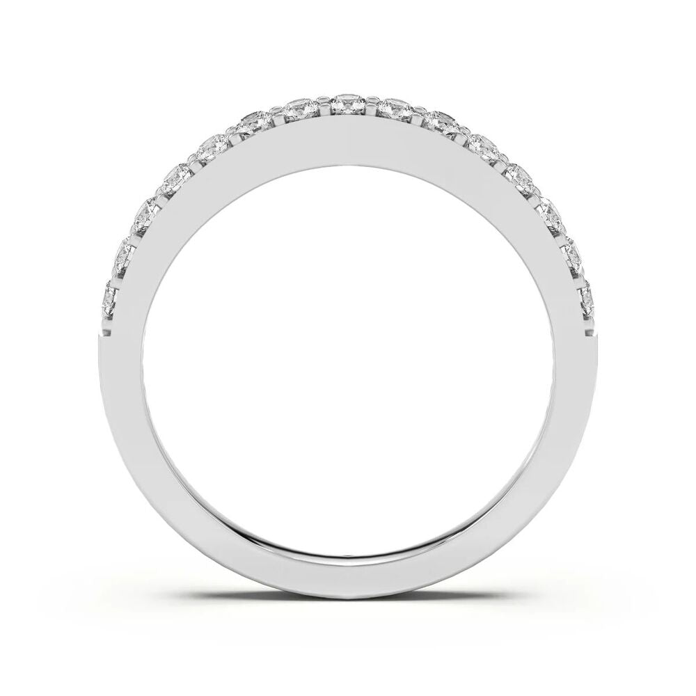 Round Cut Curved Style Moissanite Wedding Band For Her