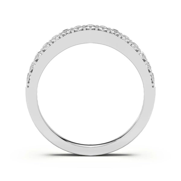 Round Cut Curved Style Moissanite Wedding Band For Her