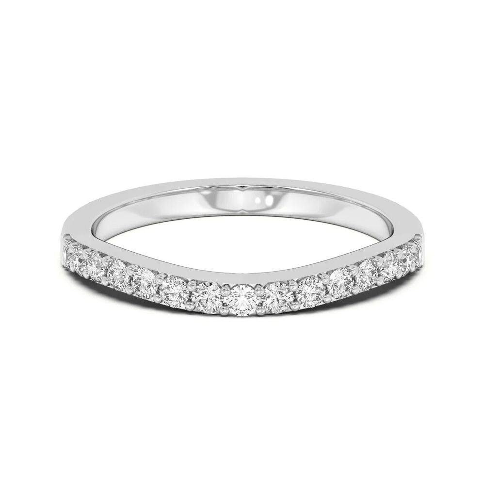Round Cut Curved Style Moissanite Wedding Band For Her