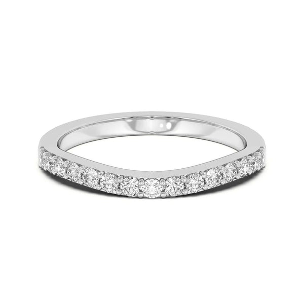 Round Cut Curved Style Moissanite Wedding Band For Her