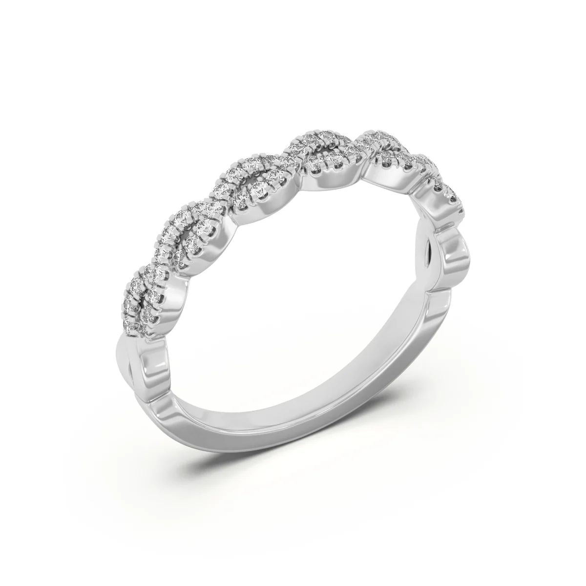 Round Cut Twisted Matching Wedding Band for Women