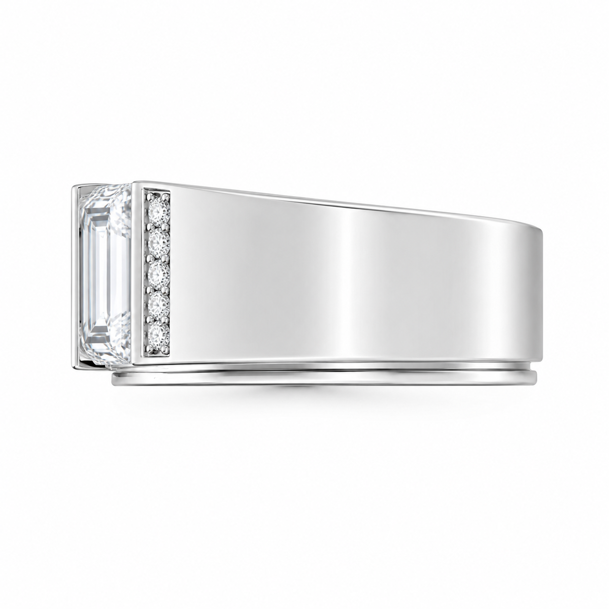 Emerald Cut Lab Grown Diamond Bar Set Men's Ring